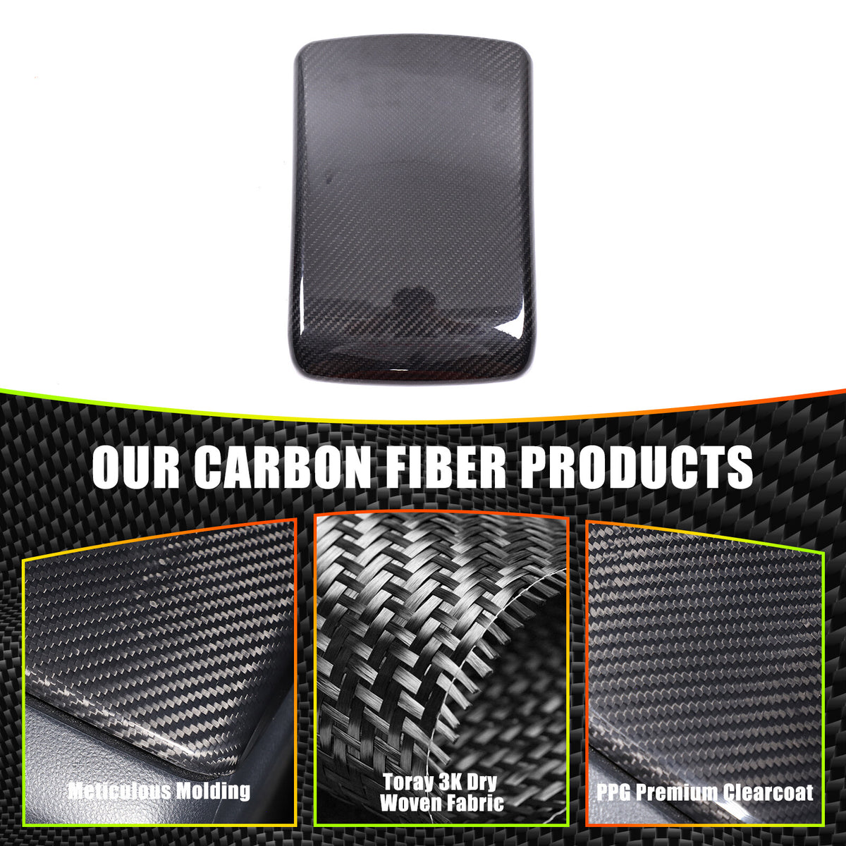Real Carbon Fiber Center Armrest Storage Box Cover Trim For Subaru WRX VB 22-24 24