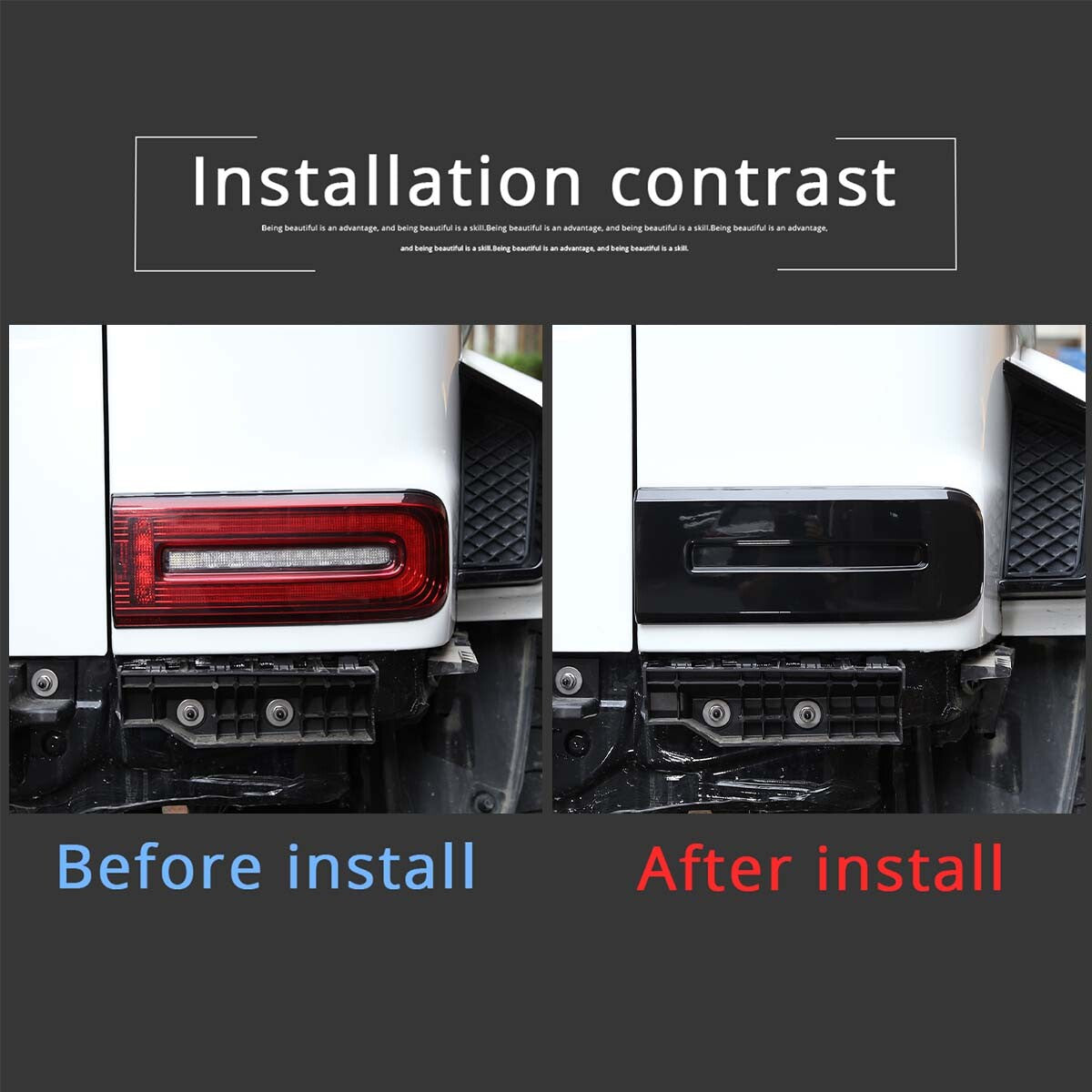 Smoked Black Rear Tail Light Fog Cover Trim Kit For Benz G W464 G500 G63 19-23 10