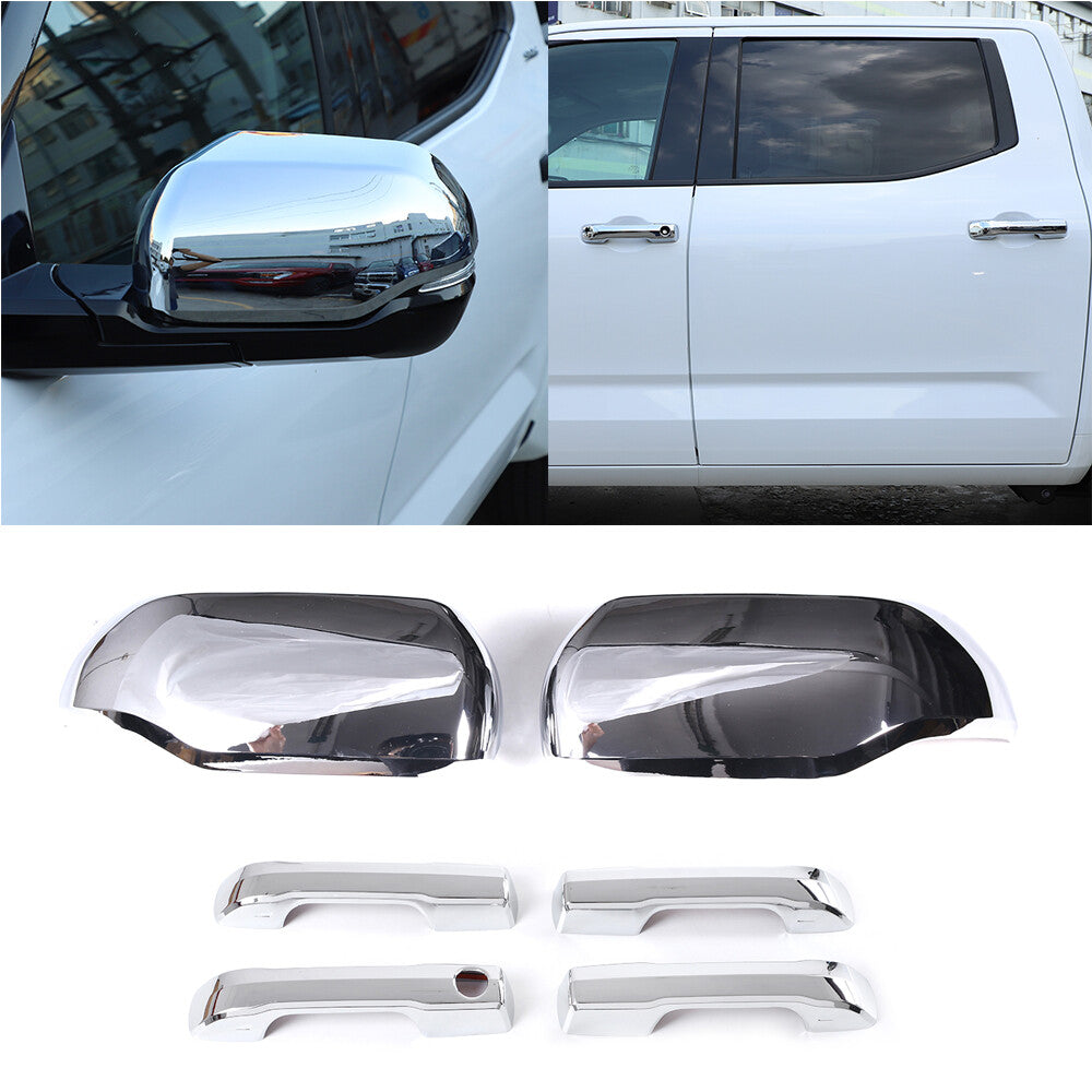 Chrome Side Mirror + Door Handle Covers Molding Trim for Toyota Tundra 2022-26 1