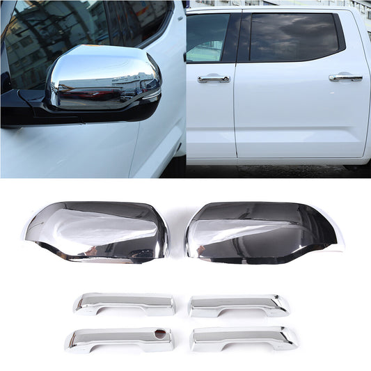 Chrome Side Mirror + Door Handle Covers Molding Trim for Toyota Tundra 2022-26 1