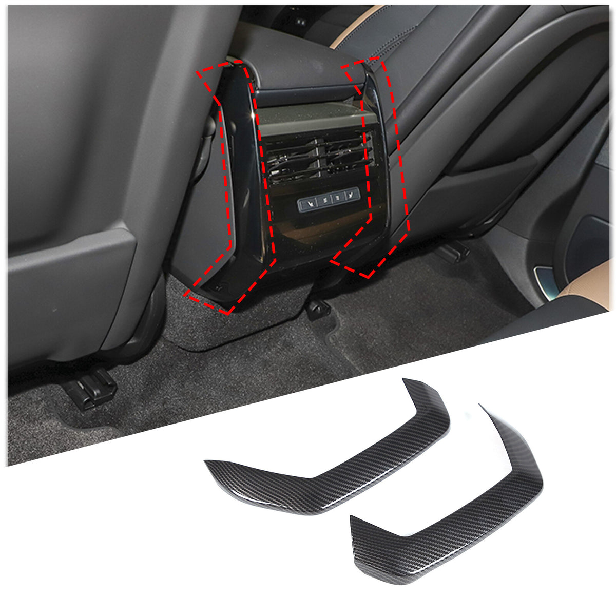 ABS Carbon Interior Rear Air Vent Cover Trim Set For Range Rover Sport 23-24 5