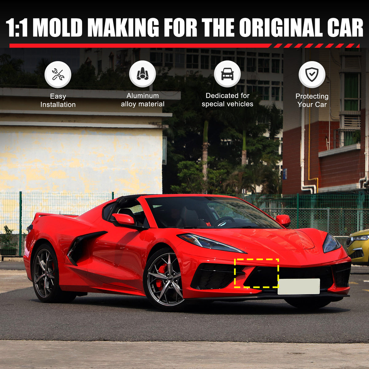 Aluminum Alloy Exterior Hood Engine License Plate Trim For Corvette C8 2020+ US - Variants 11-15 57