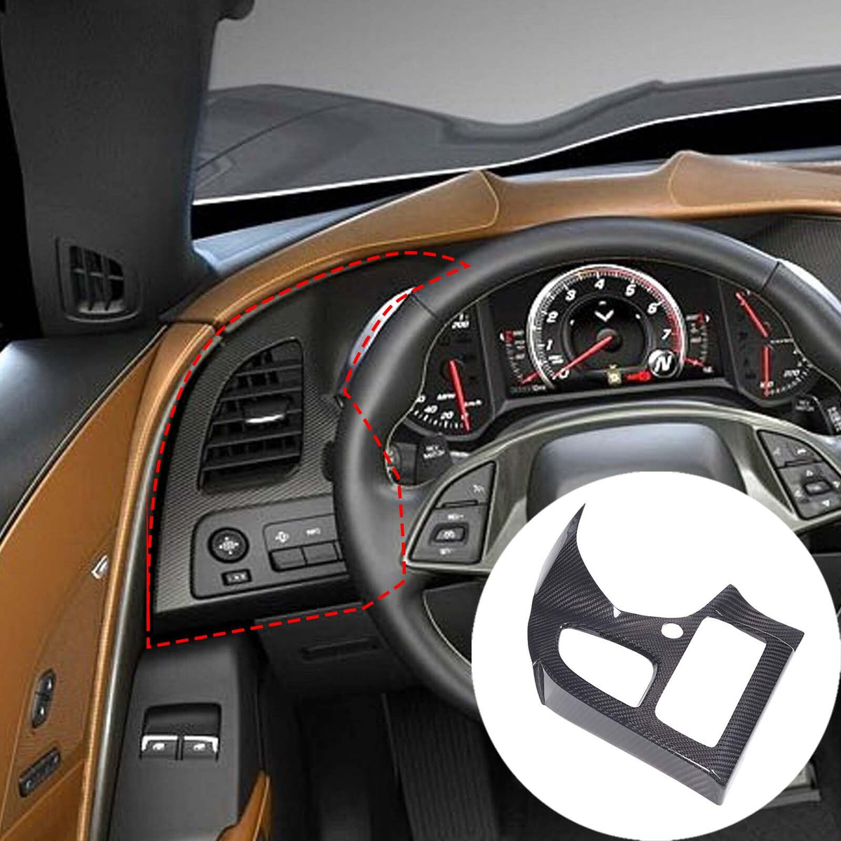 Real Carbon Fiber Side Air Vent Headlight Button Trim For Corvette C7 2014-19 US 3