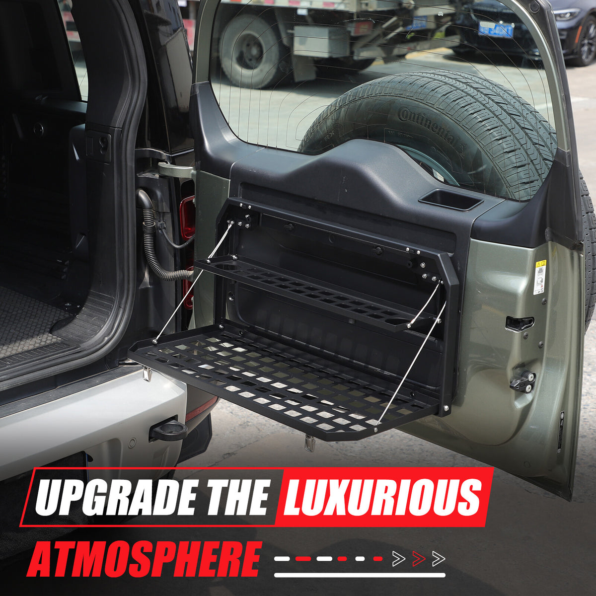 Alloy Rear Tailgate Shelf Rack Foldable Table For Land Rover Defender 2020-24 US 22