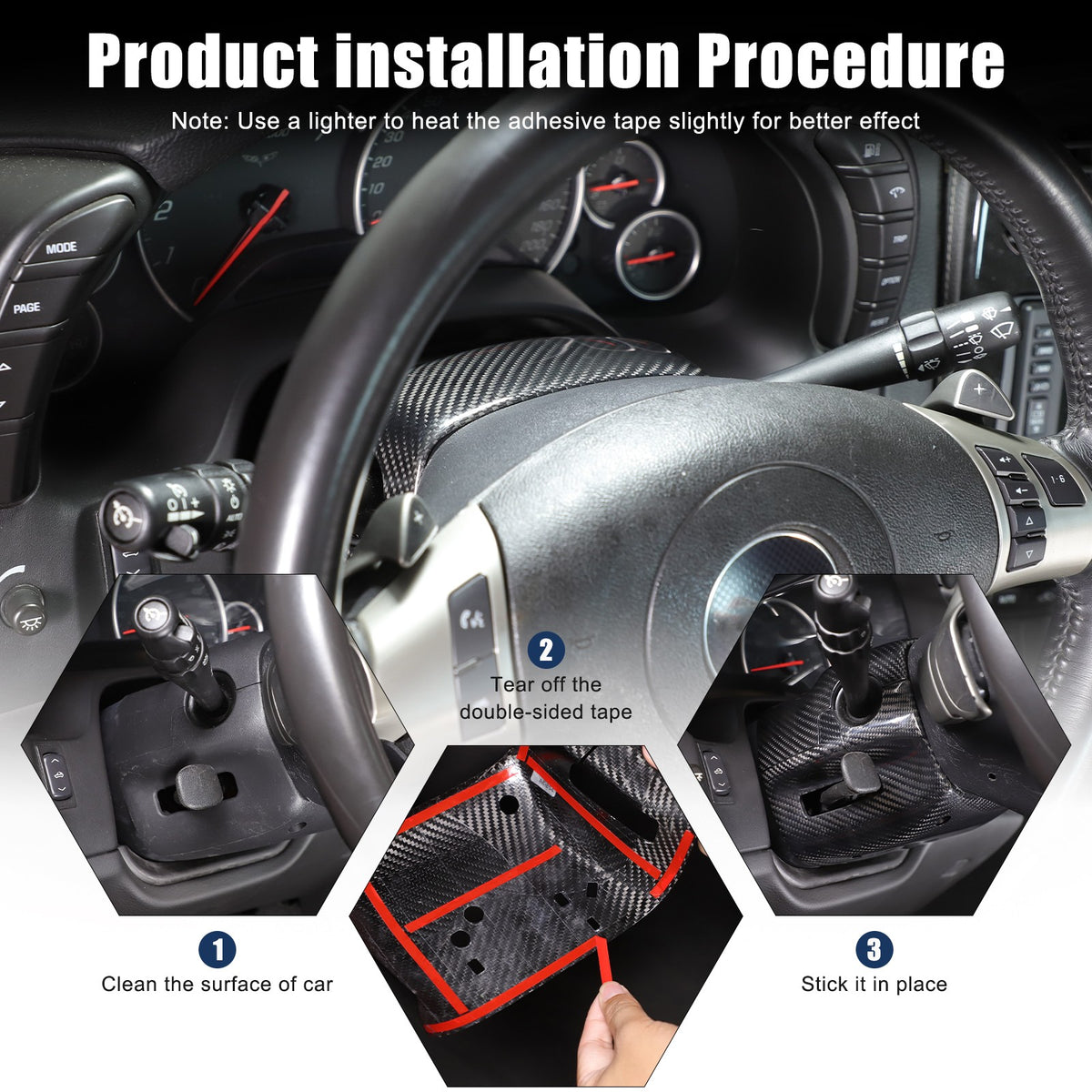 Real Dry Carbon Fiber Steering Wheel Base Lower Trim For Corvette C6 2005-2013 4