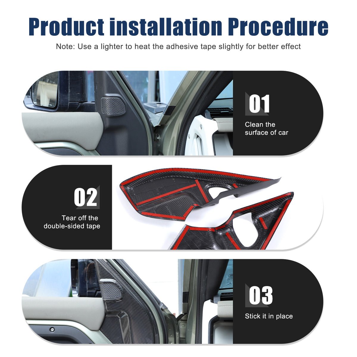 Real Carbon Fiber A pillar Door Speaker Trim Cover For Land Rover Defender 20-24 12