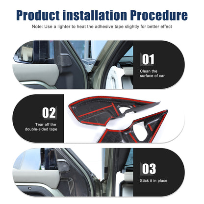 Real Carbon Fiber A pillar Door Speaker Trim Cover For Land Rover Defender 20-24 12