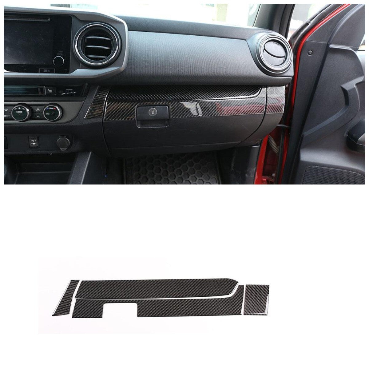 Real Carbon Fiber Co-pilot Central Control Panel Trim For Toyota Tacoma 15-20 2