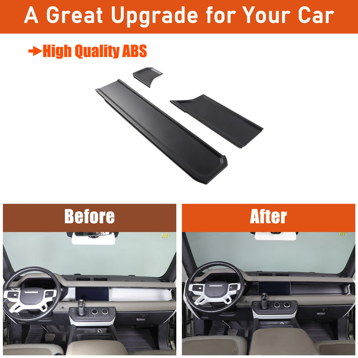 Matte Real Carbon fiber Dashboard wordmark Trim Cover For LR Defender 20-23 US 15