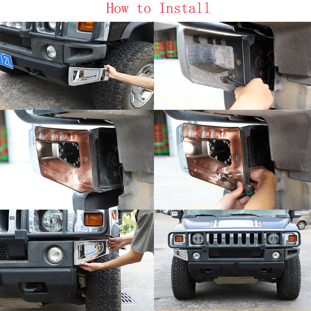 FRONT BUMPER CORNER COVERS TRIM GUARD ABS CHROME For HUMMER H2 SUV SUT 03-09 US 3