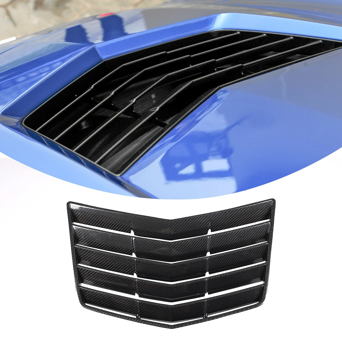 Real Carbon Fibe Front Bumper Hood Vent Louver Cover Kit For Corvette C7 2014-19 2