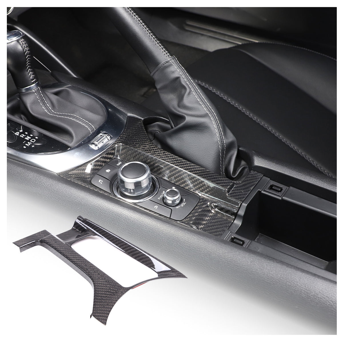 Real Carbon fiber Center Multimedia Panel Cover Trim For Mazda MX-5 2016-23 1