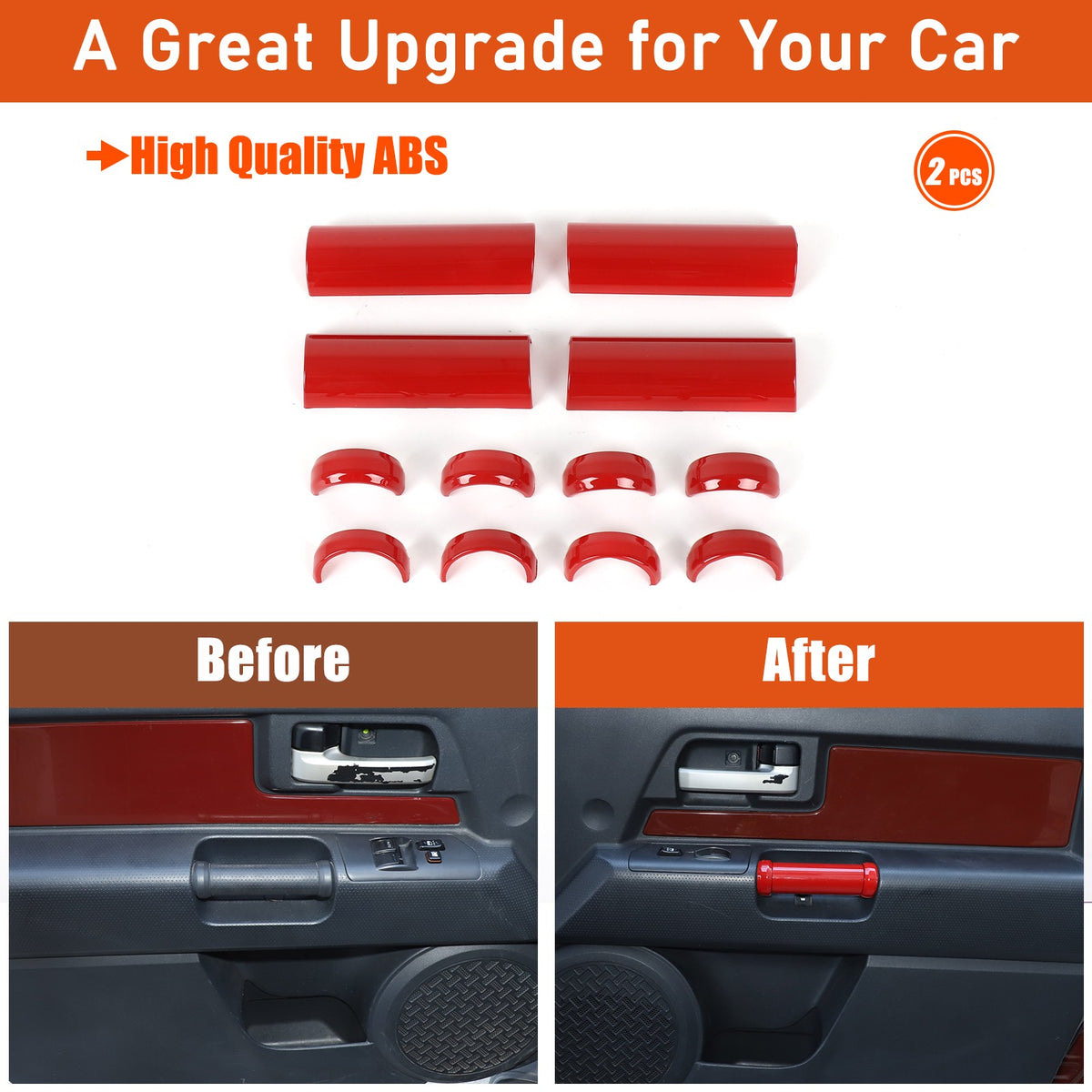 Sport Red Interior Door Panel Handle Trim Cover For Toyota FJ Cruiser 07-21 US 16
