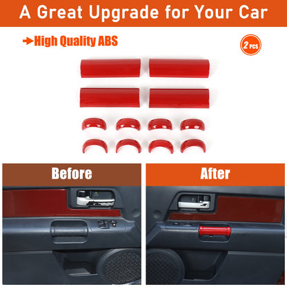Sport Red Interior Door Panel Handle Trim Cover For Toyota FJ Cruiser 07-21 US 16