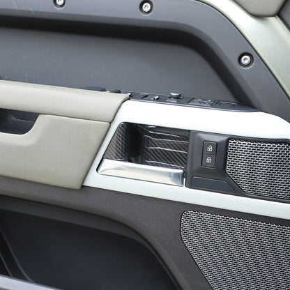 Real Carbon fiber Inner Door Handle Bowl Cover Trim For LR Defender 110 2020-24 8