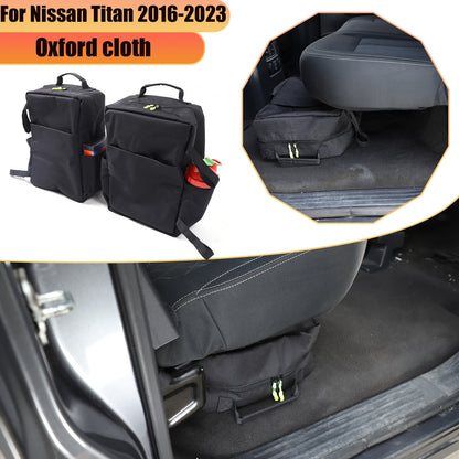 Black Underseat Organizer Tool Pockets Storage Bag for Nissan Titan 2016-2023 1