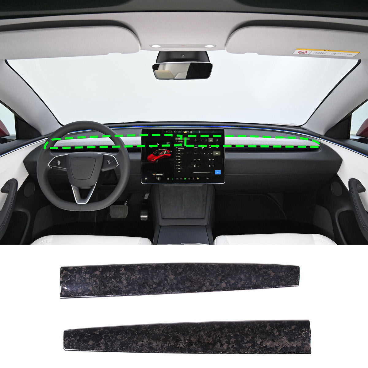 Forged Real Carbon Fiber Dashboard Panel Cover Trim For Tesla Model Y 3 2016-22 11