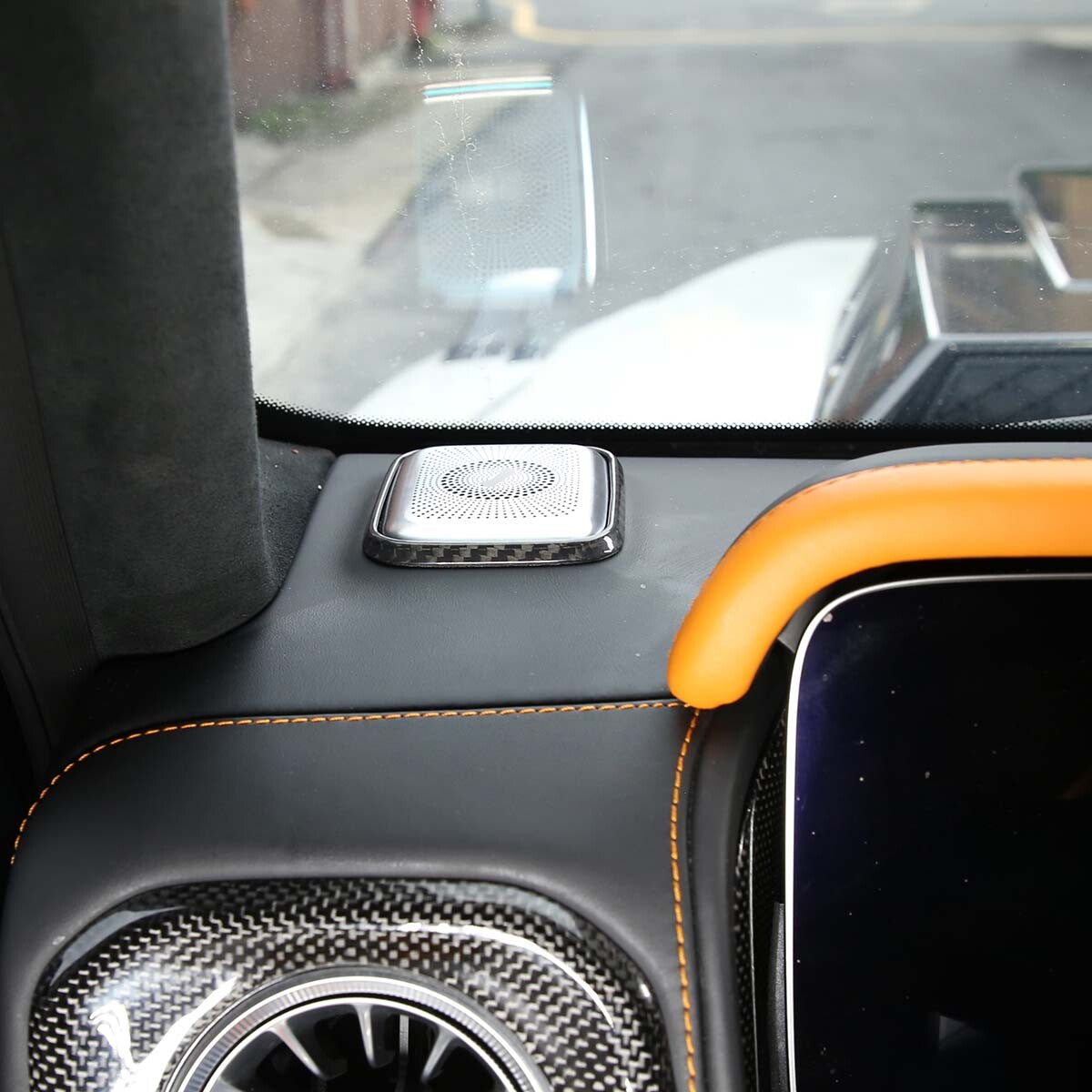 Carbon Fiber Dashboard Speaker Frame Trim For Mercedes Benz G Class 19-20 4
