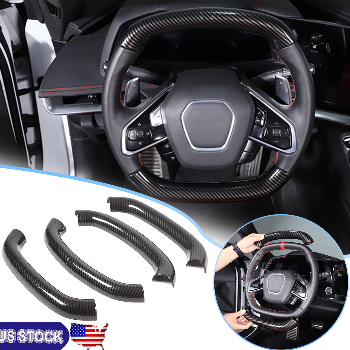 Carbon Fiber ABS Interior Full Decor Cover Trim Kit For Corvette C8 2020-2025 - Styles 46-50 18