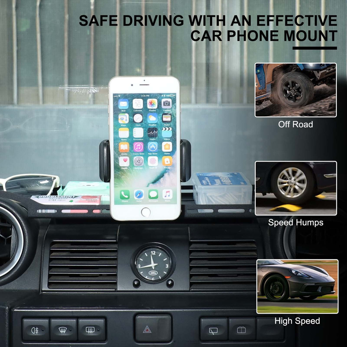 Off-Road Dashboard Phone Holder Bracket For Land Rover Defender L316 2004-2018 15