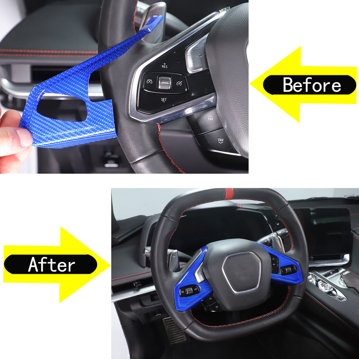 Blue Real Carbon Fiber Full Interior Set Decor Trim Kit for Corvette C8 20-25 - Variants 16-20 36