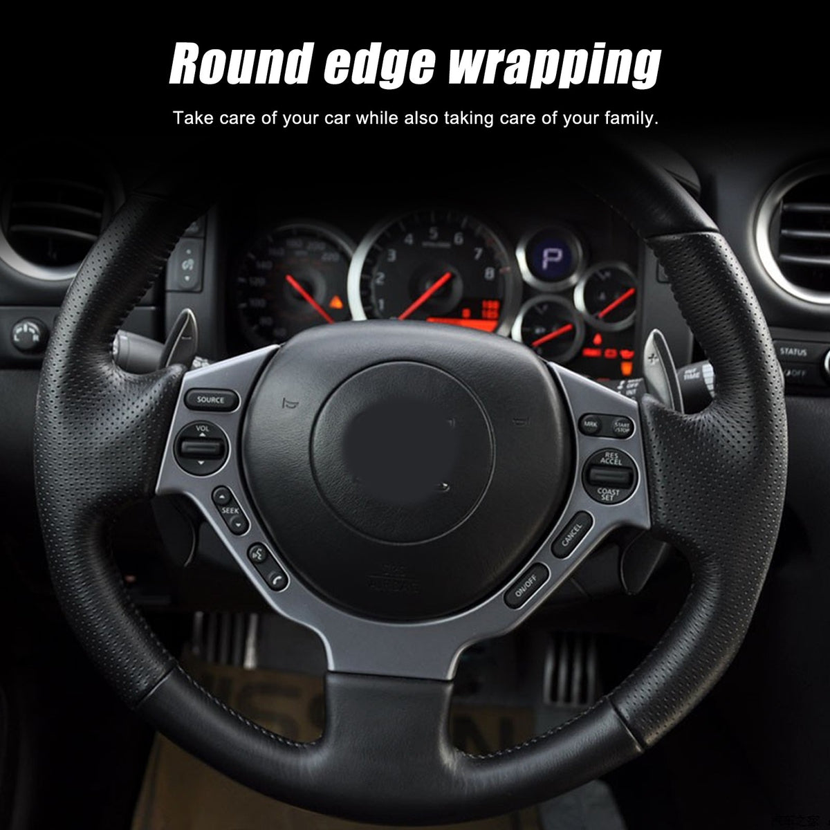 Matte Real Carbon Fiber Steering Wheel Button Trim For Nissan GTR R35 2008‑2016 2
