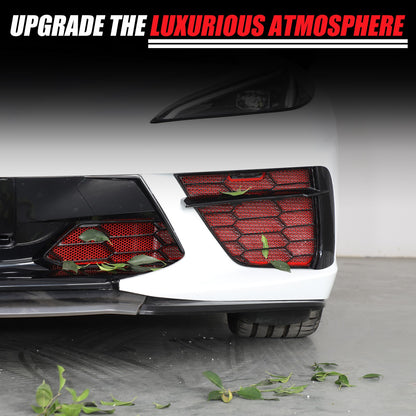 Red Steel Front Bumper Grille Mesh Screen Insect Guard For Corvette C8 2020 23