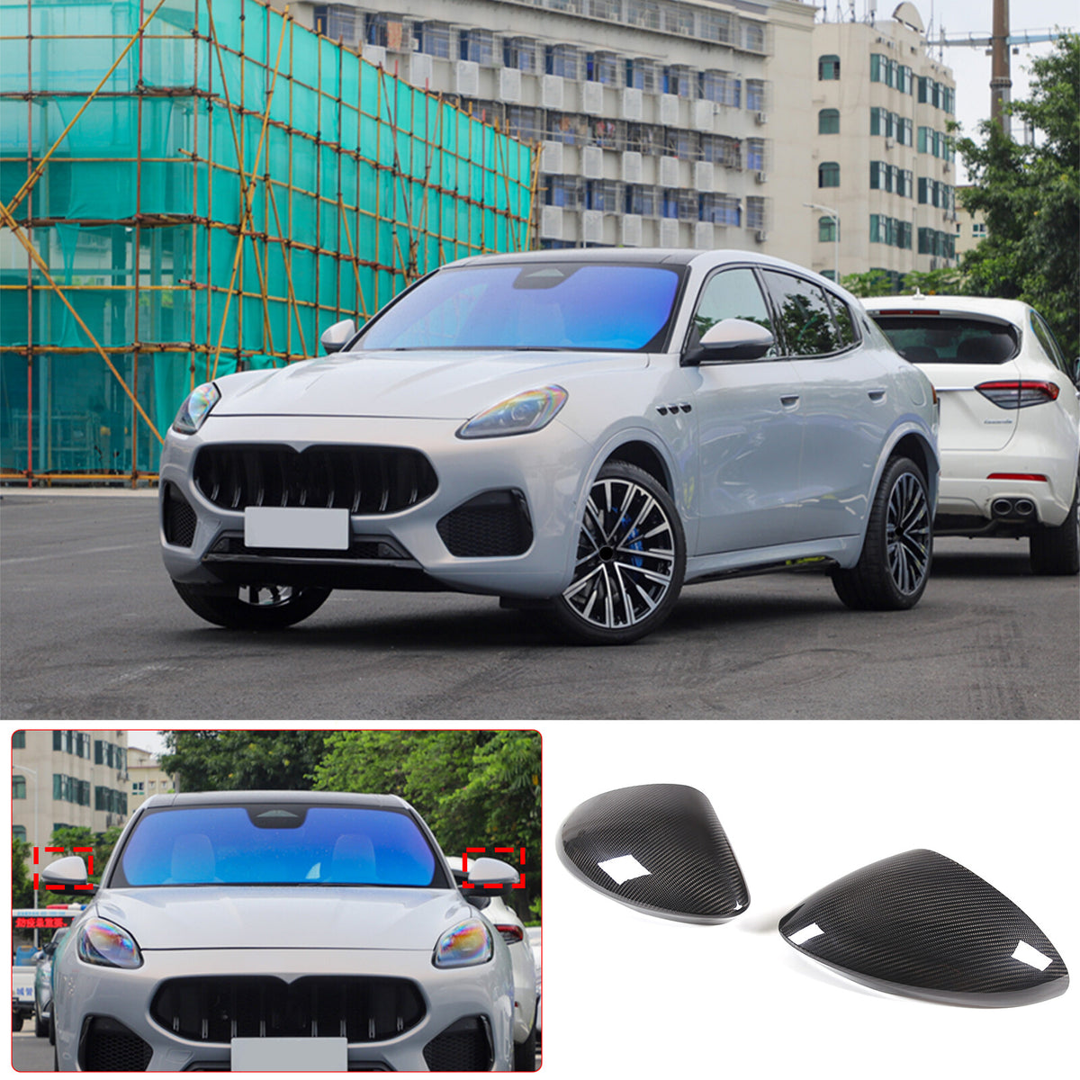 Real Carbon fiber Side Rear Mirror Cover Caps For Maserati Grecale 2022-2023 3