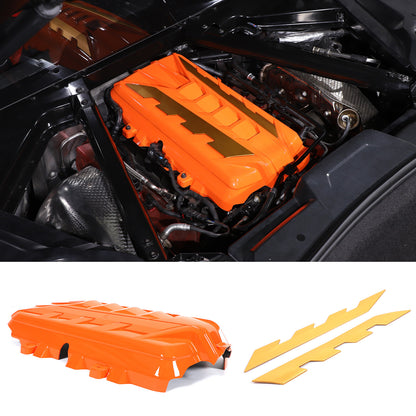 Orange Engine Bay Panel Cover Trim in Edge Yellow For Corvette C8 2020-26 3