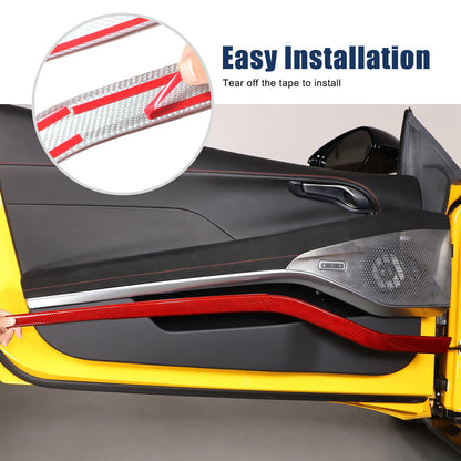Red Real Carbon Fiber Interior Inner Door Panel Trim For Lotus Emira 2021-2023 15
