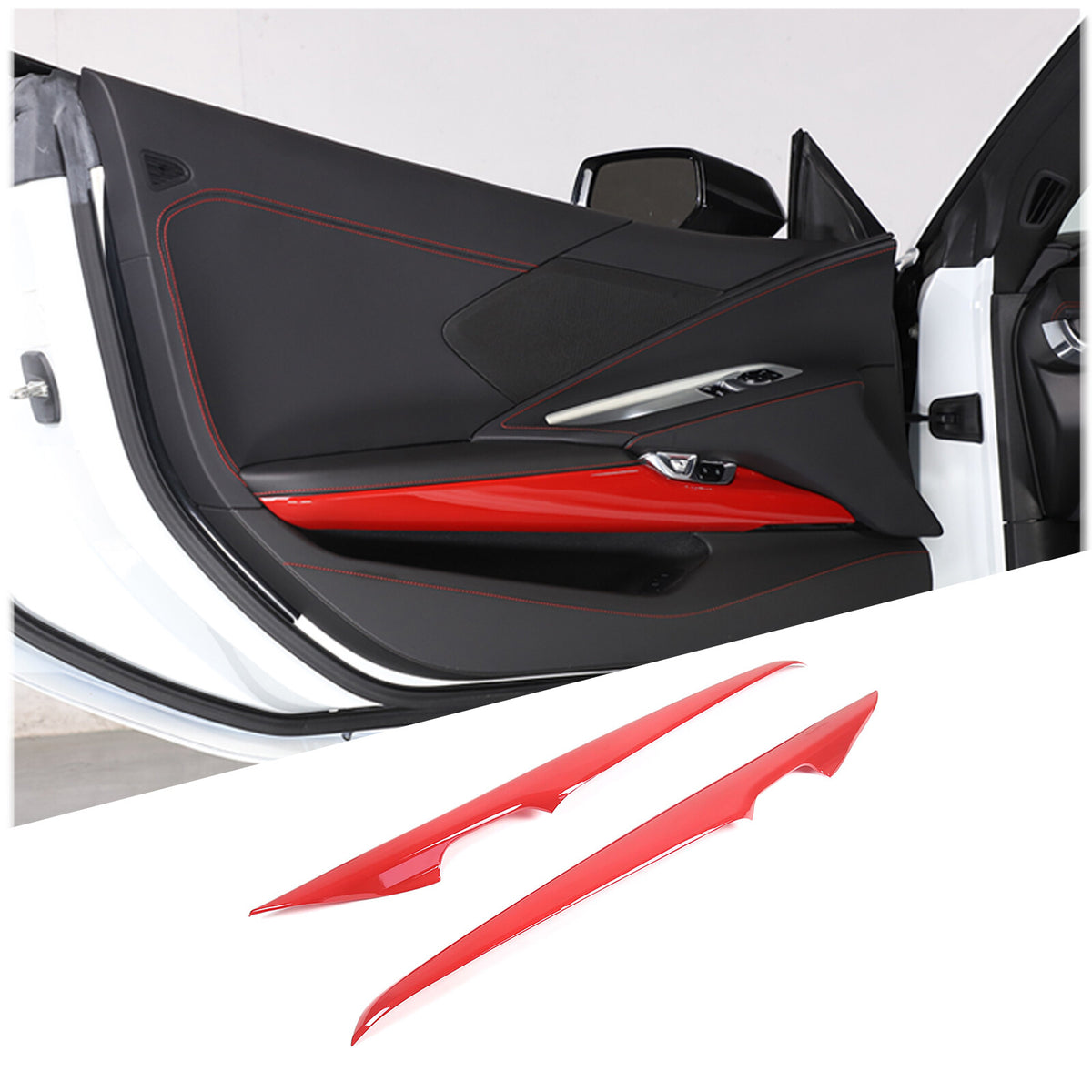 Red Full Interior Set Dash Panel Decor Cover Trim Kit For Corvette C8 2020-25 - Variants 6-10 10