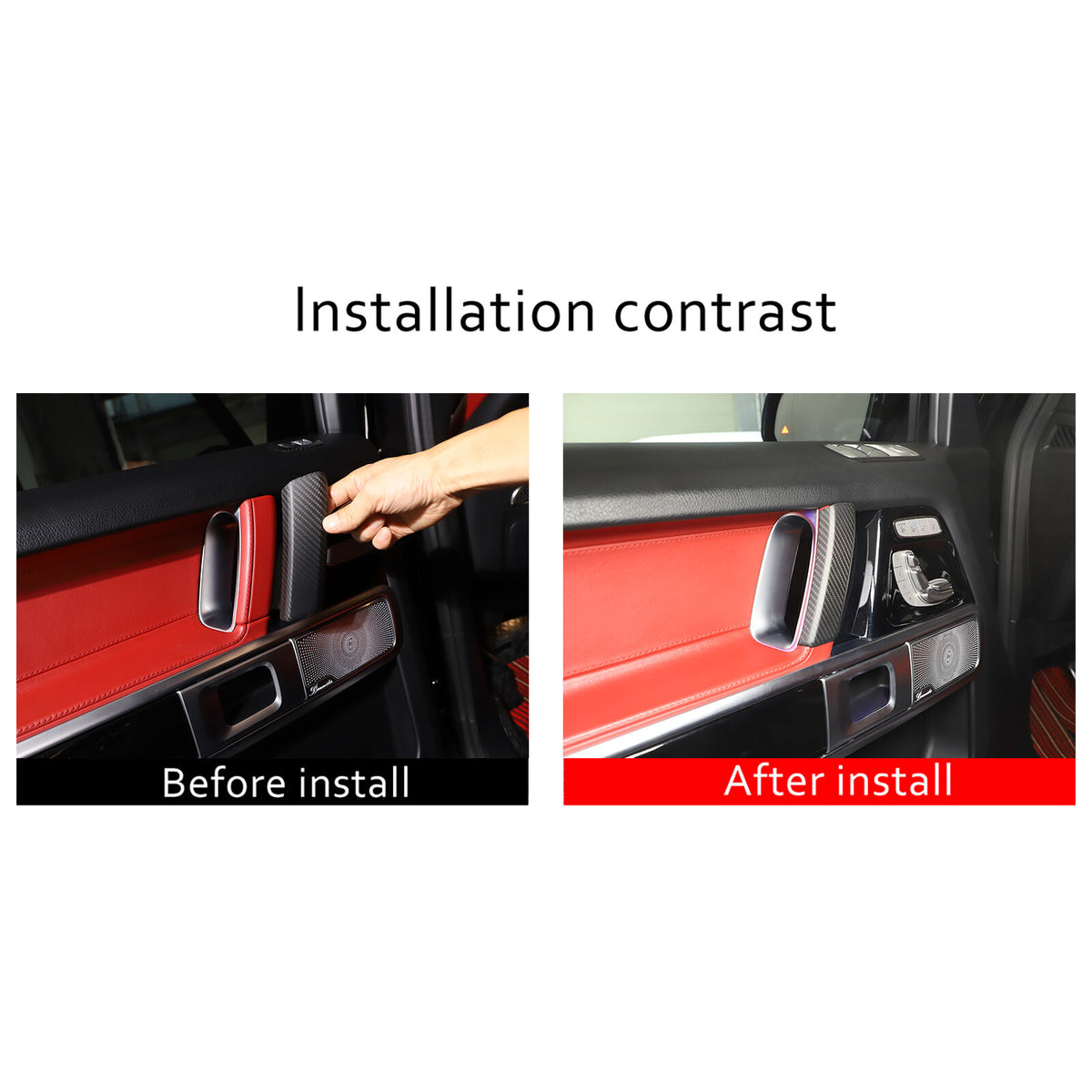 Carbon Fiber Inner Door Armrest Stripe Cover For Mercedes Benz G Class 19-20 3