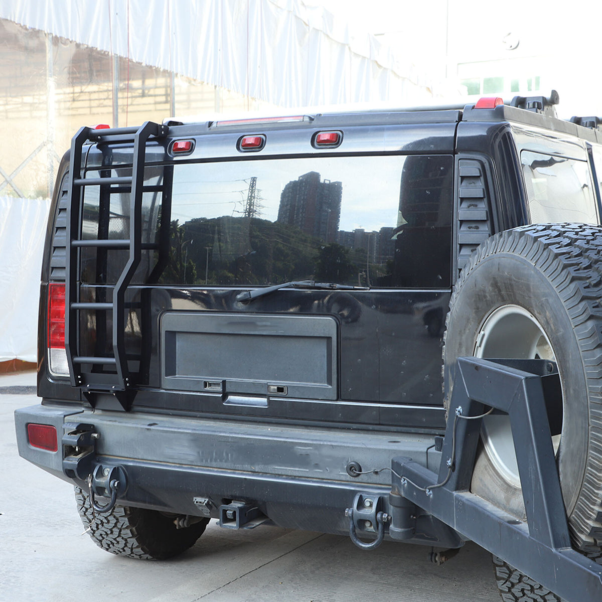 Alloy Rear Roof Climbing Ladder Rack Window Molle Panel For Hummer H2 2003-09 13