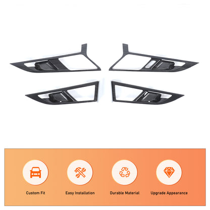 Black Grain Interior Door Handle Cover Trim For BMW X1 U11 /X2 U12 2023+ 4