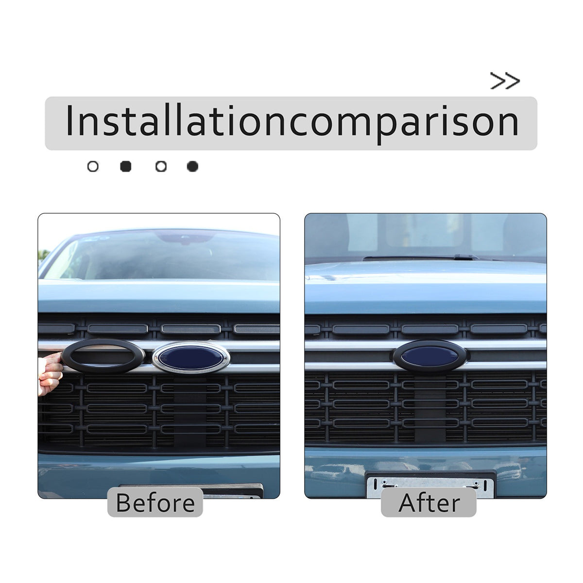 Matte Black Front Bumper Grille Cover +Logo Ring For For Ford Maverick 2022 US 14