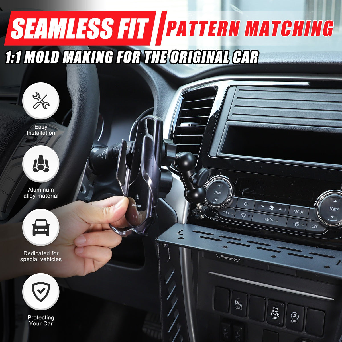 Wireless Center Molle Panel Device Mount For Mitsubishi L200 Triton 2019-23 16