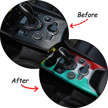 Real Carbon Fiber Car Gear Shift Panel Cover Trim For Alfa Romeo Giulia 20-22 15