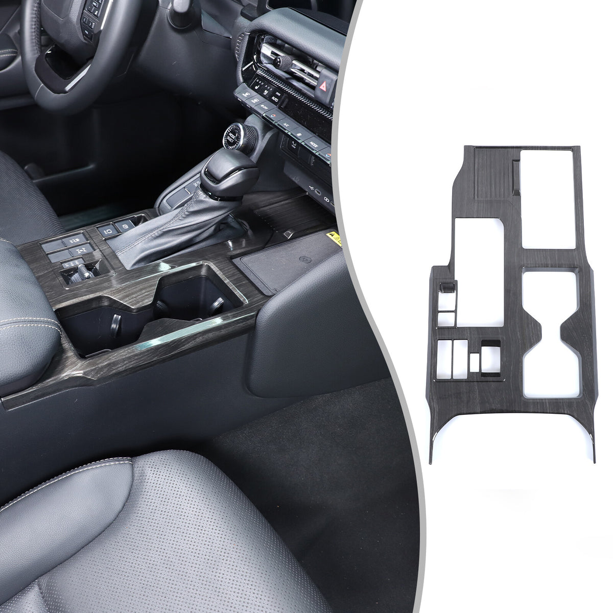 Black Wood Grain Center Console Gear Shift Panel Trim for Toyota Prado LC250 24+ 23