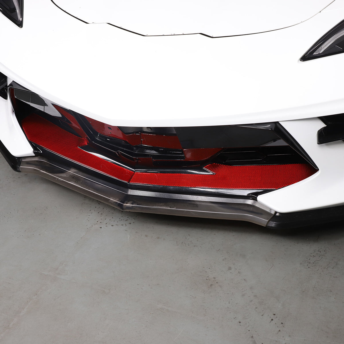 Red Carbon Fiber Car Exterior Front Lip Cover Trim Sticker For Corvette C8 20-25 15