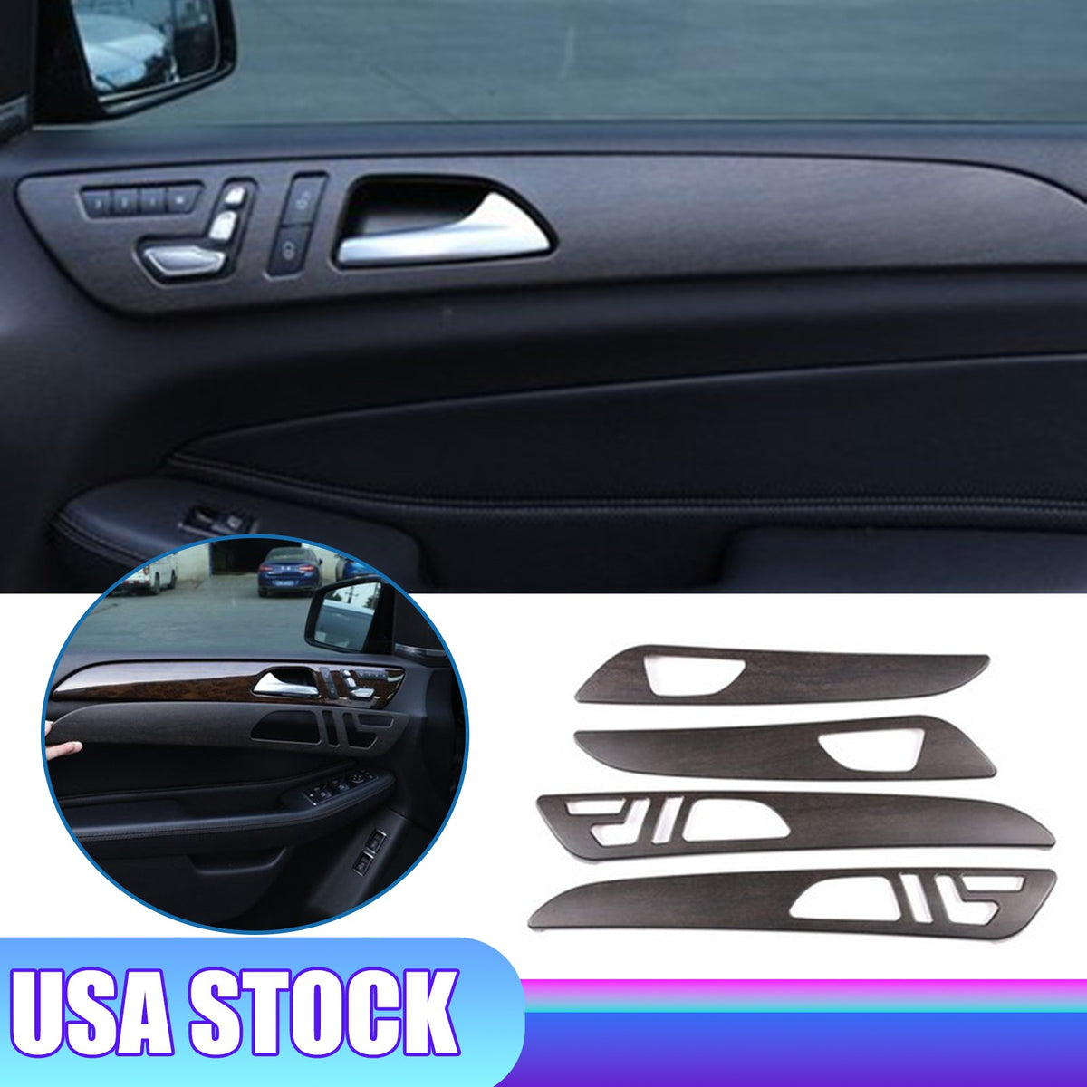 Wood Grain Door Panel Trim For Benz ML W166/GLE W166/GLS/X166/GL X164 13-19 US 1