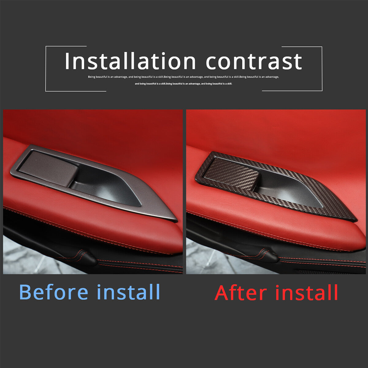 Carbon Fiber Inner Door Handle Frame Trim Cover for Ferrari 458 2011-2016 2
