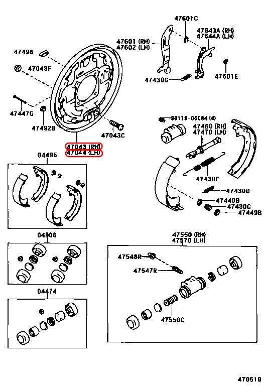 Toyota Genuine T100 Pickup Brake Backing Plate Rear RH & LH SET OEM 3