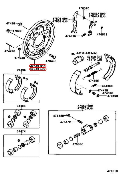 Toyota Genuine T100 Pickup Brake Backing Plate Rear RH & LH SET OEM 3