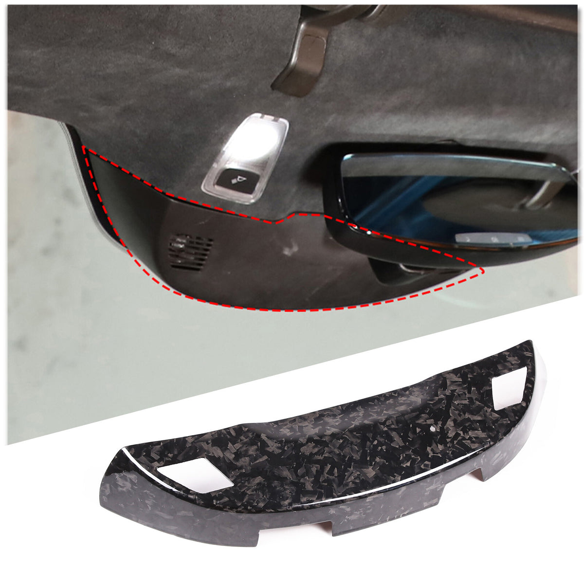 Forged Carbon Fiber Inner Rearview Mirror Base Cover Trim For Corvette C7 14-19 5