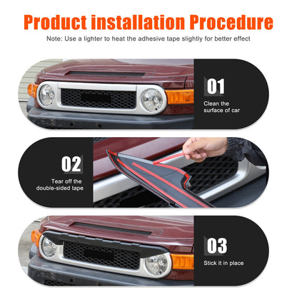 Matte Black ABS Front Grille Headlight Trim For Toyota FJ Cruiser 2007-2021 US 7