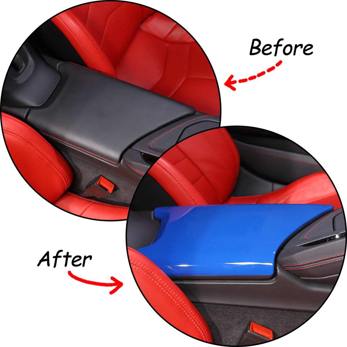 Dark Blue Console Armrest Box Lid Covers For C8 Corvette Stingray Z06 Z51 20-26 3