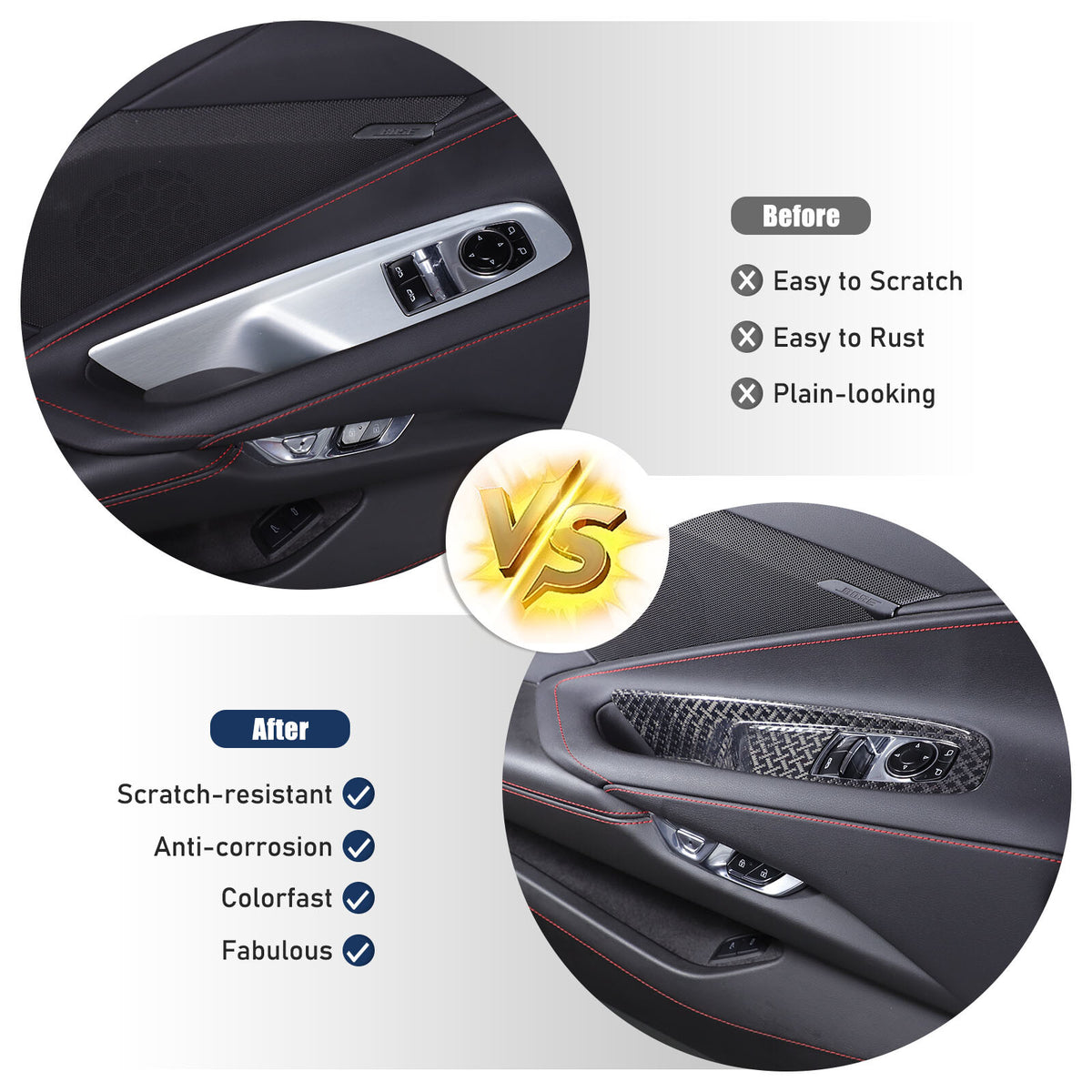 Real Carbon Fiber Window Lift Button Frame Trim For Corvette C8 Coup 2020-2026 7