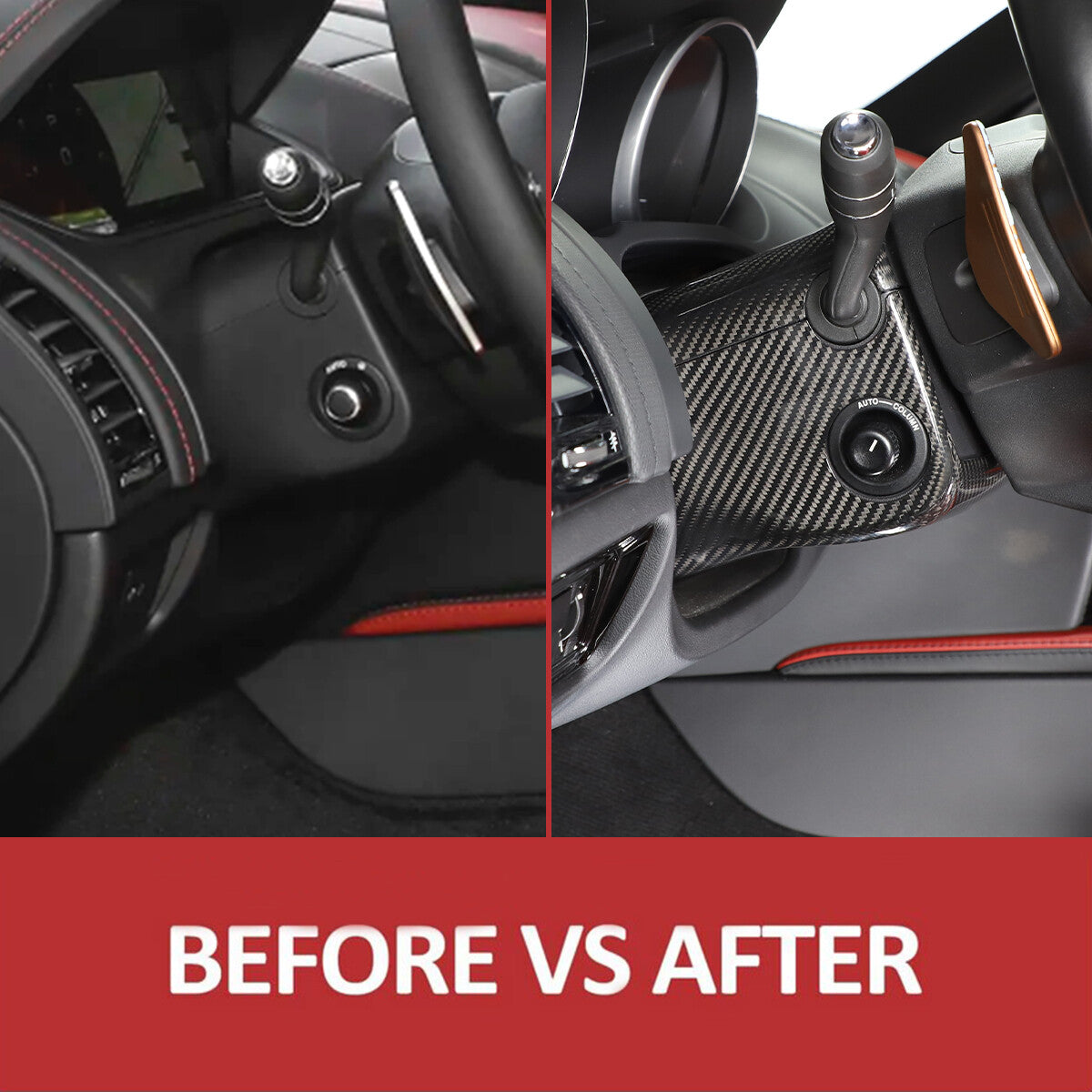 Real Carbon fiber Steering Wheel Base Trim Cover Frame For Jaguar F-TYPE 13-24 11
