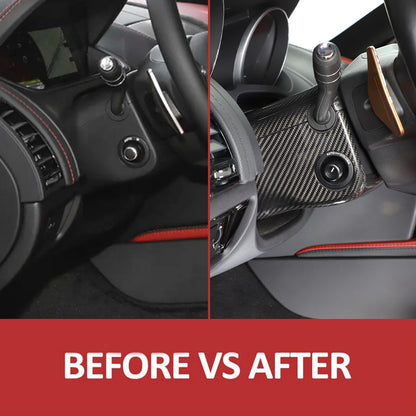 Real Carbon fiber Steering Wheel Base Trim Cover Frame For Jaguar F-TYPE 13-24 11