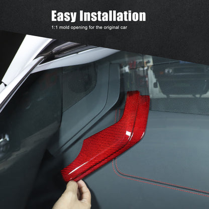 Red Real Carbon Fiber Interior Dashboard Side Panel Trim For Corvette C8 2020-26 2